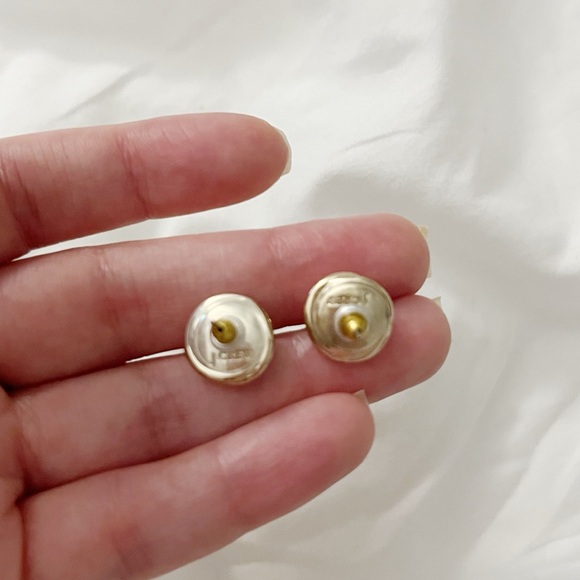 J.CREW Pearl and Gold Stud Earrings - Picture 3 of 4
